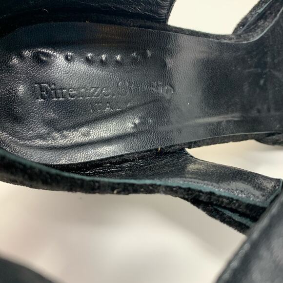 Firenze Studio Black Velvet Round Toe Heels Sz 7 - Picture 7 of 7